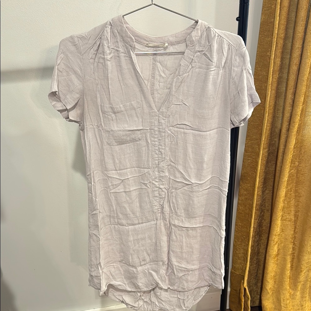 Lush Gray Fitted Blouse with Mandarin Collar